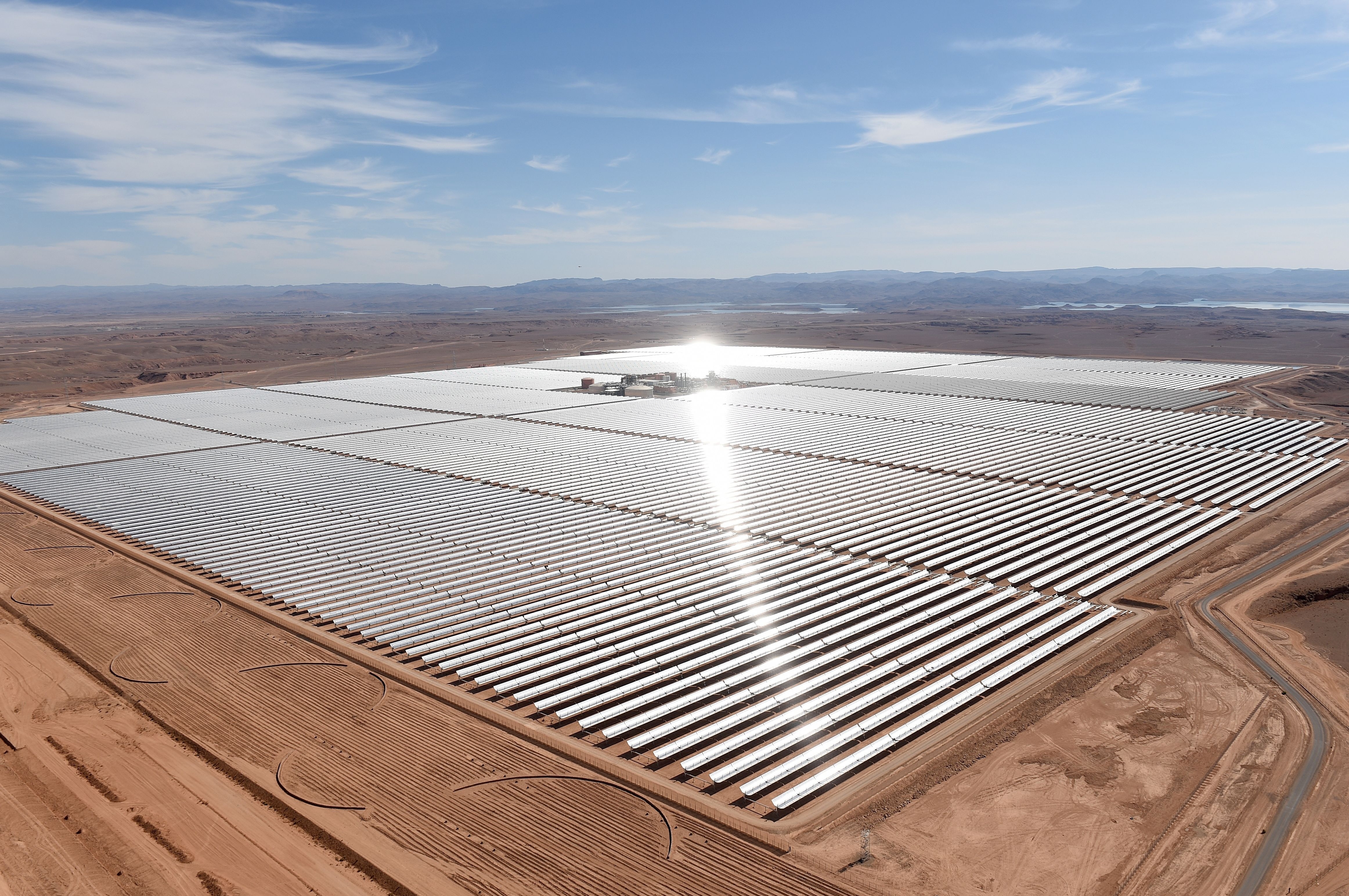 The Noor I Concentrated Solar Power plant, shown on Thursday, is the first phase of a large solar thermal power plant that is intended to supply more than a million Moroccans with electricity. (AFP/Getty Images)