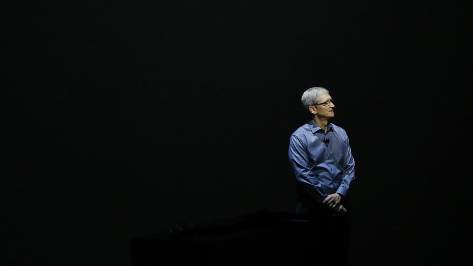Apple CEO Tim Cook appears Sept. 9, 2015, in San Francisco to unveil the latest iterations of the company's smartphone. (Stephen Lam/Getty Images)