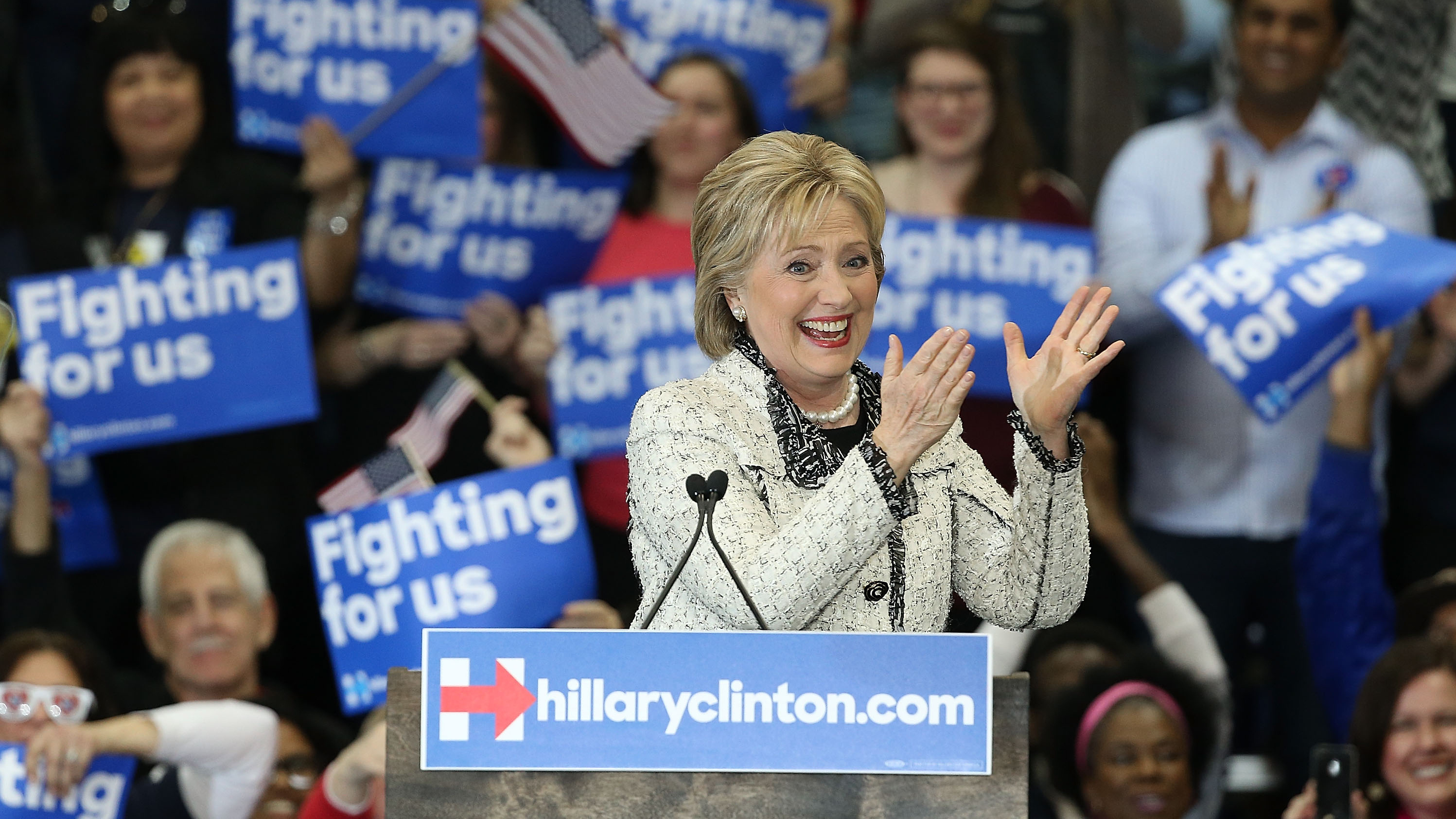 Democratic presidential candidate Hillary Clinton defeated rival Bernie Sanders in the South Carolina primary on Saturday. (Getty Images)