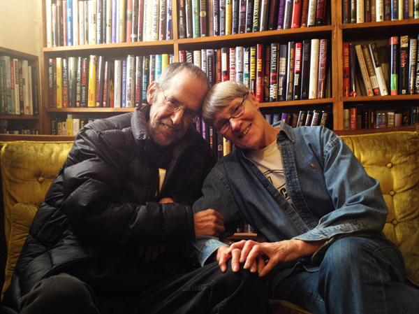 Gary Shulze, 66, and Pat Frovarp, 75, sit in Once Upon A Crime, the Minneapolis bookstore they ran for 14 years. On when they first met: "Well, Gary was pretty doggone cute," says Frovarp. "There's no doubt about it."