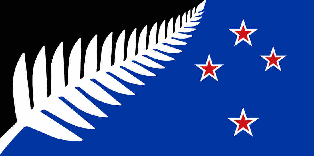 The proposed alternative design, "Silver Fern (Black, White and Blue)."