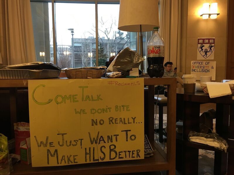 A group of students calling themselves Reclaim Harvard Law School has been occupying a student center for weeks, demanding greater attention to racial issues, including more diversity among the faculty. (Chiquita Paschal)