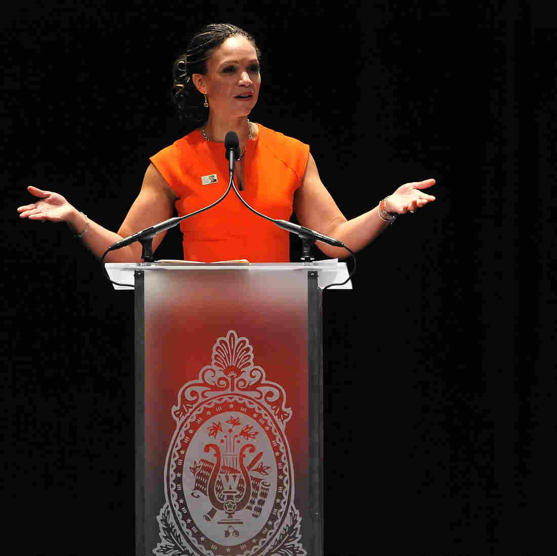 Melissa Harris-Perry speaks at the Maya Angelou Forever Stamp dedication at the Warner Theatre on April 7, 2015, in Washington, D.C. Harris-Perry hosted a weekend talk show on MSNBC but left that role last month, amid a dispute with the network. Melissa Harris-Perry speaks at the Maya Angelou Forever Stamp dedication at the Warner Theatre on April 7, 2015, in Washington, D.C. Harris-Perry hosted a weekend talk show on MSNBC but left that role last month, amid a dispute with the network.