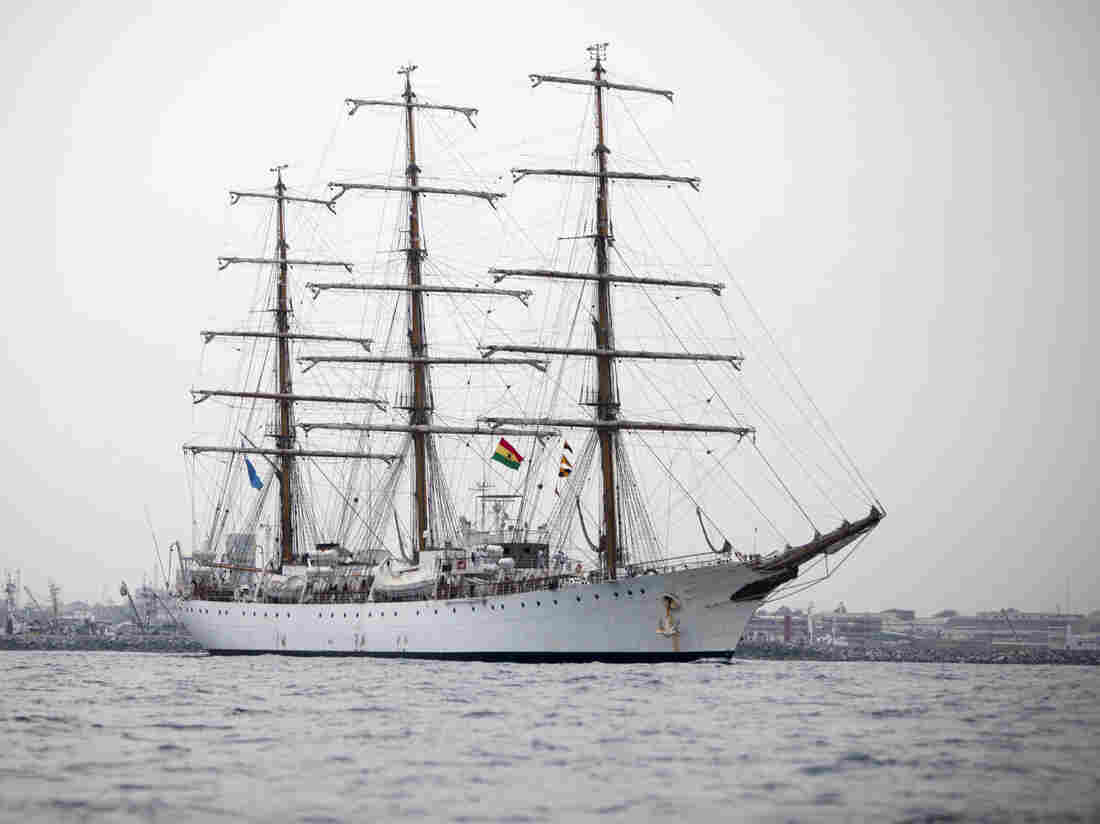 Argentina's three-masted navy training tall ship ARA Libertad, which was seized as collateral for unpaid bonds dating from Argentina's economic crisis a decade ago. (AP Photo/Gabriela Barnuevo)