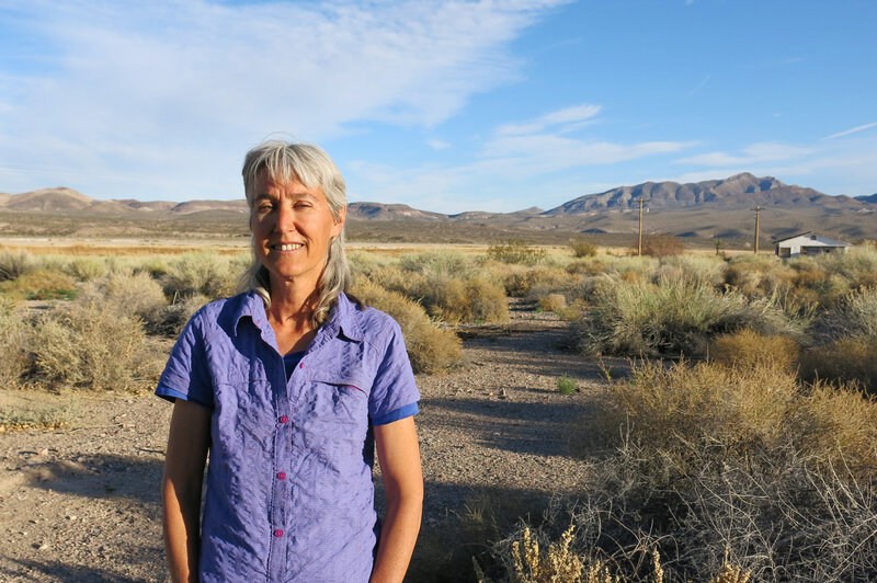 Laura Cunningham, co-founder and executive director of Basin and Range Watch stands near her home in Nevada. Her group has taken legal action against the U.S. Bureau of Land Management to learn more details about the number of bird deaths associated with Crescent Dunes Solar Energy Plant. Laura Cunningham, co-founder and executive director of Basin and Range Watch stands near her home in Nevada. Her group has taken legal action against the U.S. Bureau of Land Management to learn more details about the number of bird deaths associated with Crescent Dunes Solar Energy Plant.