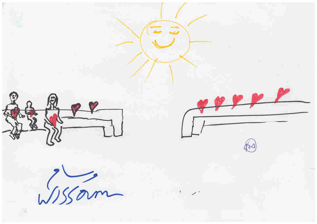 Although Save the Children didn't record the age of the kids, Ardino suspects that this image was drawn by an older boy or girl.