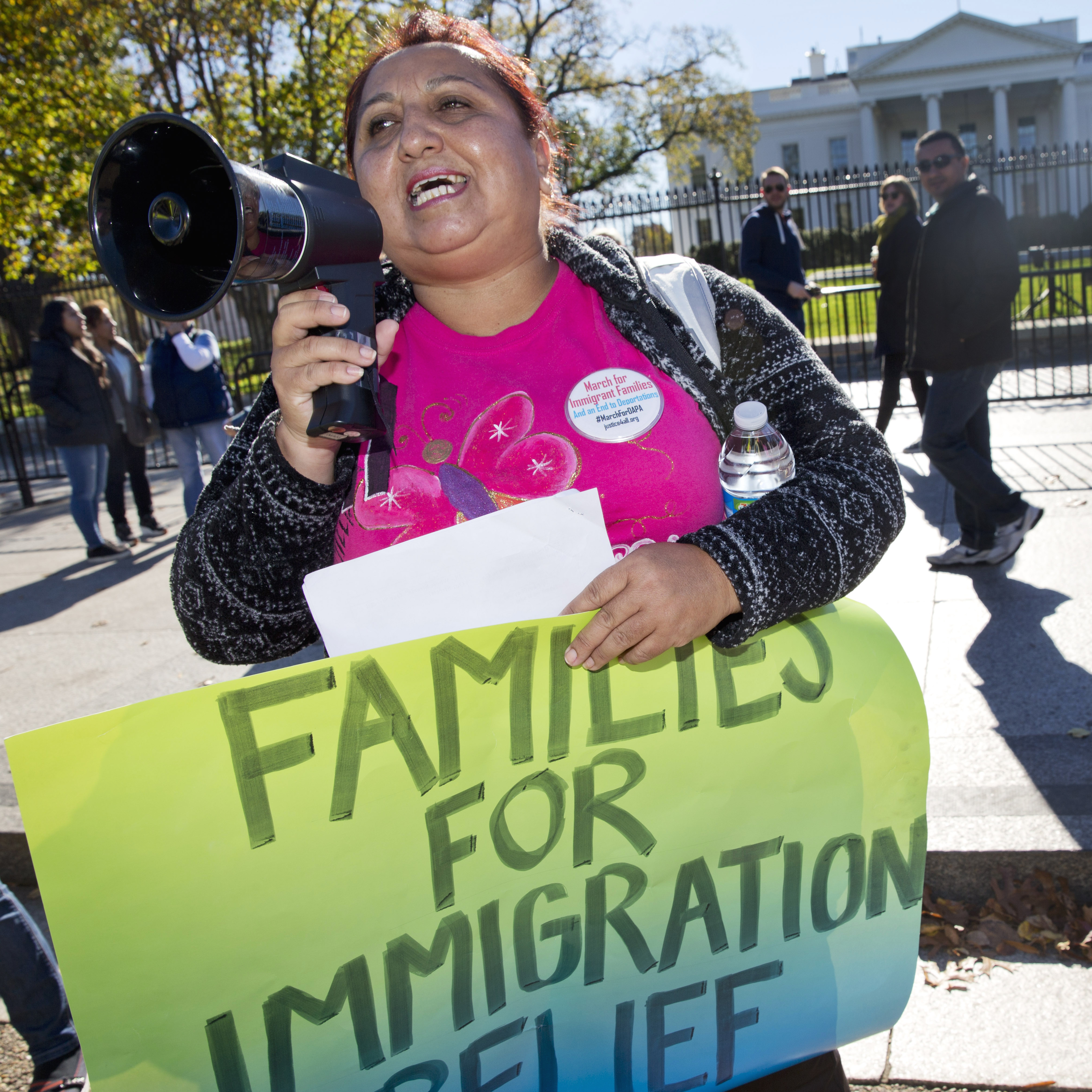 Ingrid Vaca, originally of Bolivia, rallies for immigration reform after marching to the White House on Nov. 20, 2015 — the one-year anniversary of President Obama's announcement concerning Deferred Action for Childhood Arrivals.
