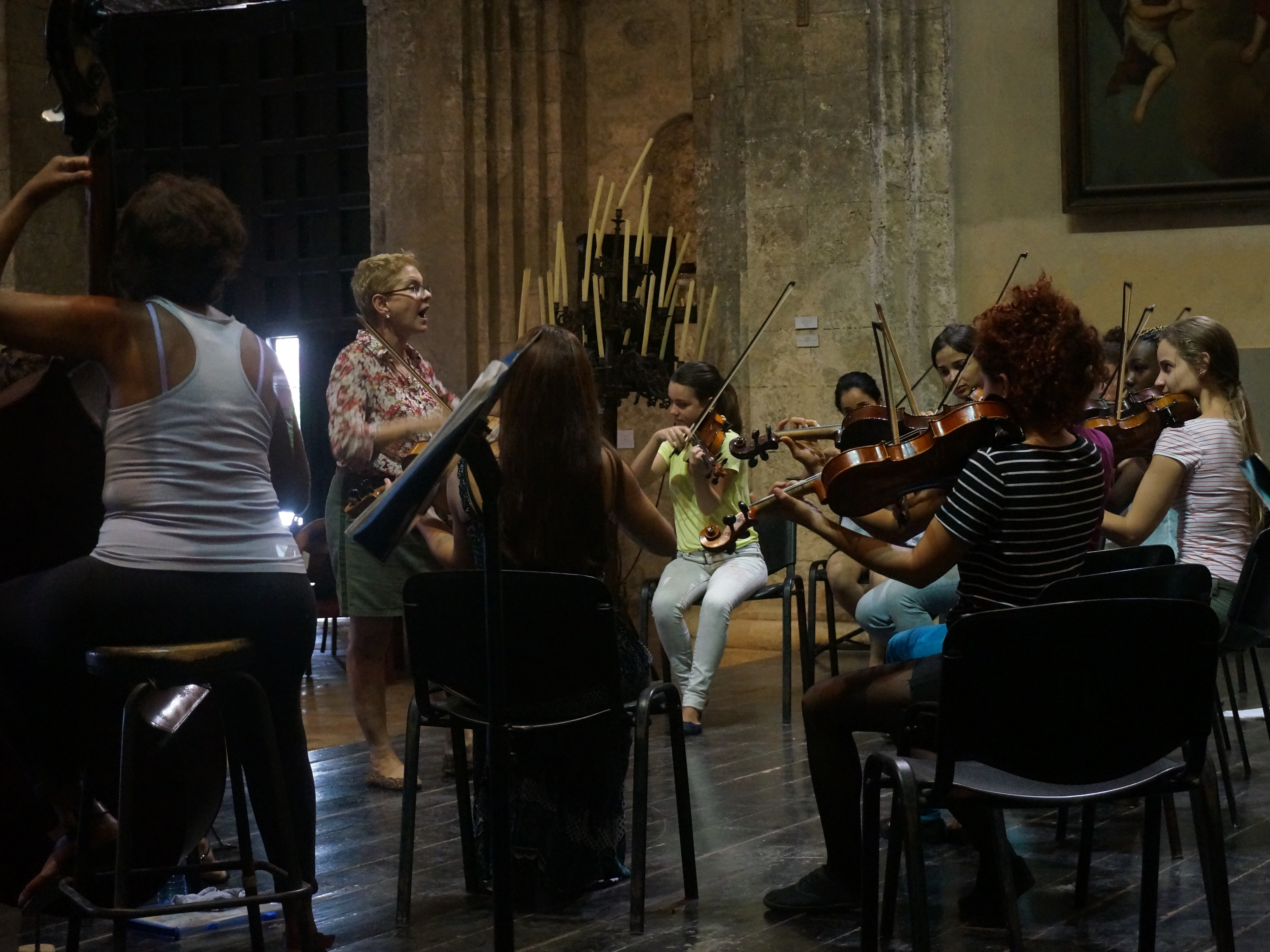 The Camerata Romeu rehearses at the Basilica of St. Francis of Assisi in Havana in November 2015. (NPR)