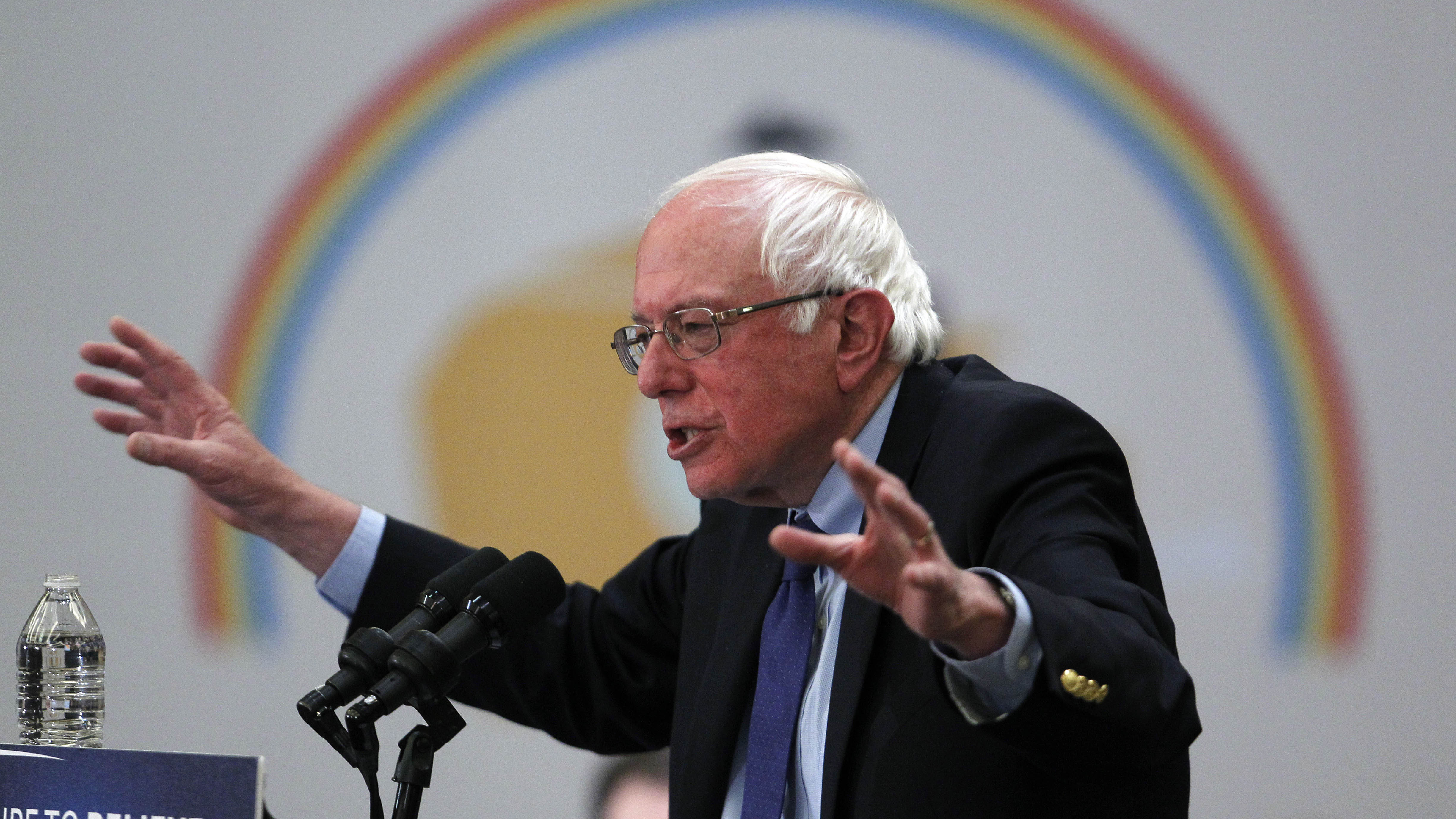 Democratic presidential candidate Bernie Sanders speaks at the Twin Arrows Navajo Casino Resort in Flagstaff, Ariz., last week. He's the first candidate to do so since 1999.