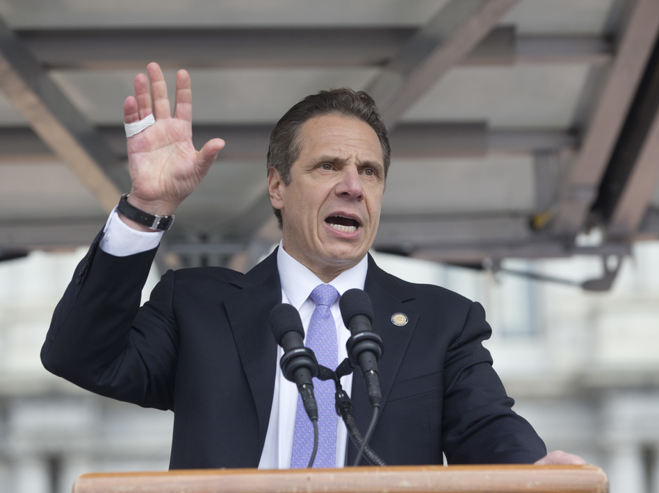 New York Gov. Andrew Cuomo speaks during a rally in March in Albany, N.Y. (Mike Groll/AP)