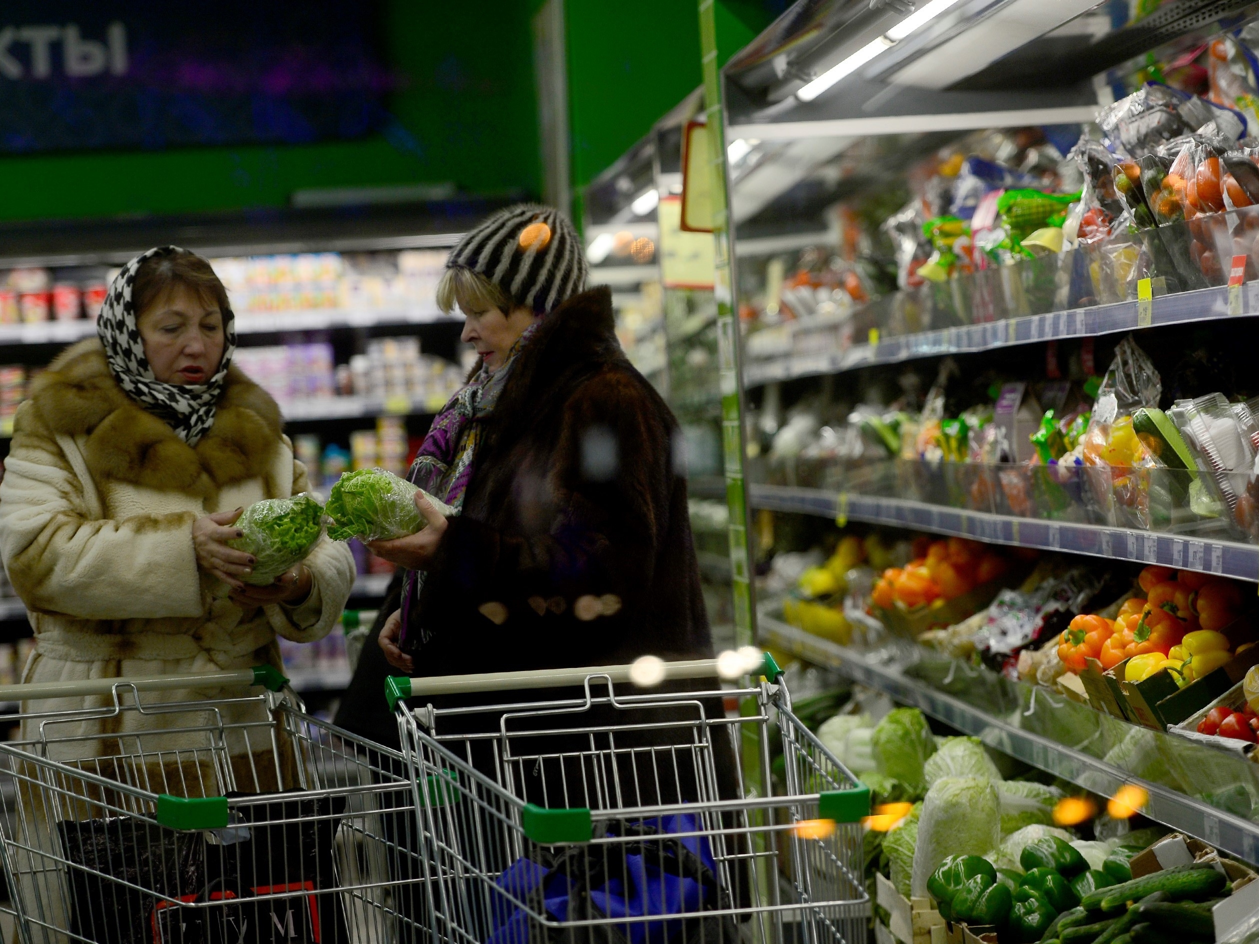 About 40 percent of Russia's food is imported. As the value of the ruble has declined, prices at grocery stores have risen. (Getty Images)