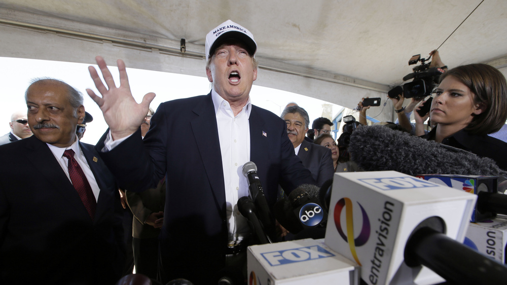 Donald Trump speaks at a news conference during a trip to the U.S.-Mexico border in Laredo, Texas, in July 2015. (AP)