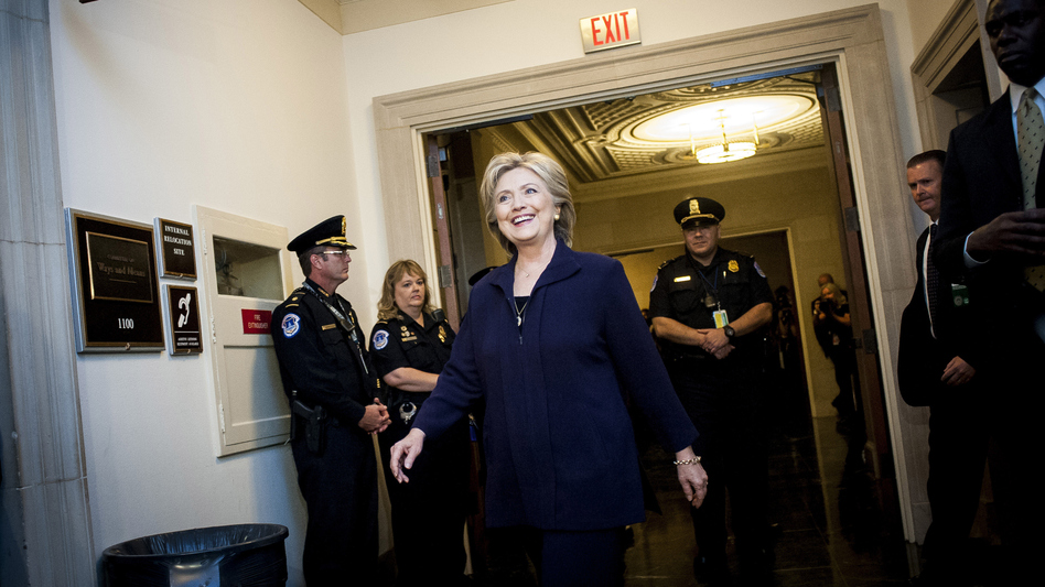 Hillary Clinton arrives to testify at a House Select Committee on Benghazi hearing in Washington, D.C., in October. (Pete Marovich/Bloomberg via Getty Images)