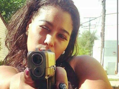 Alaina Gonville works as a bouncer in Detroit. Gonville was shot after being approached by robbers outside a grocery store. Alaina Gonville works as a bouncer in Detroit. Gonville was shot after being approached by robbers outside a grocery store.