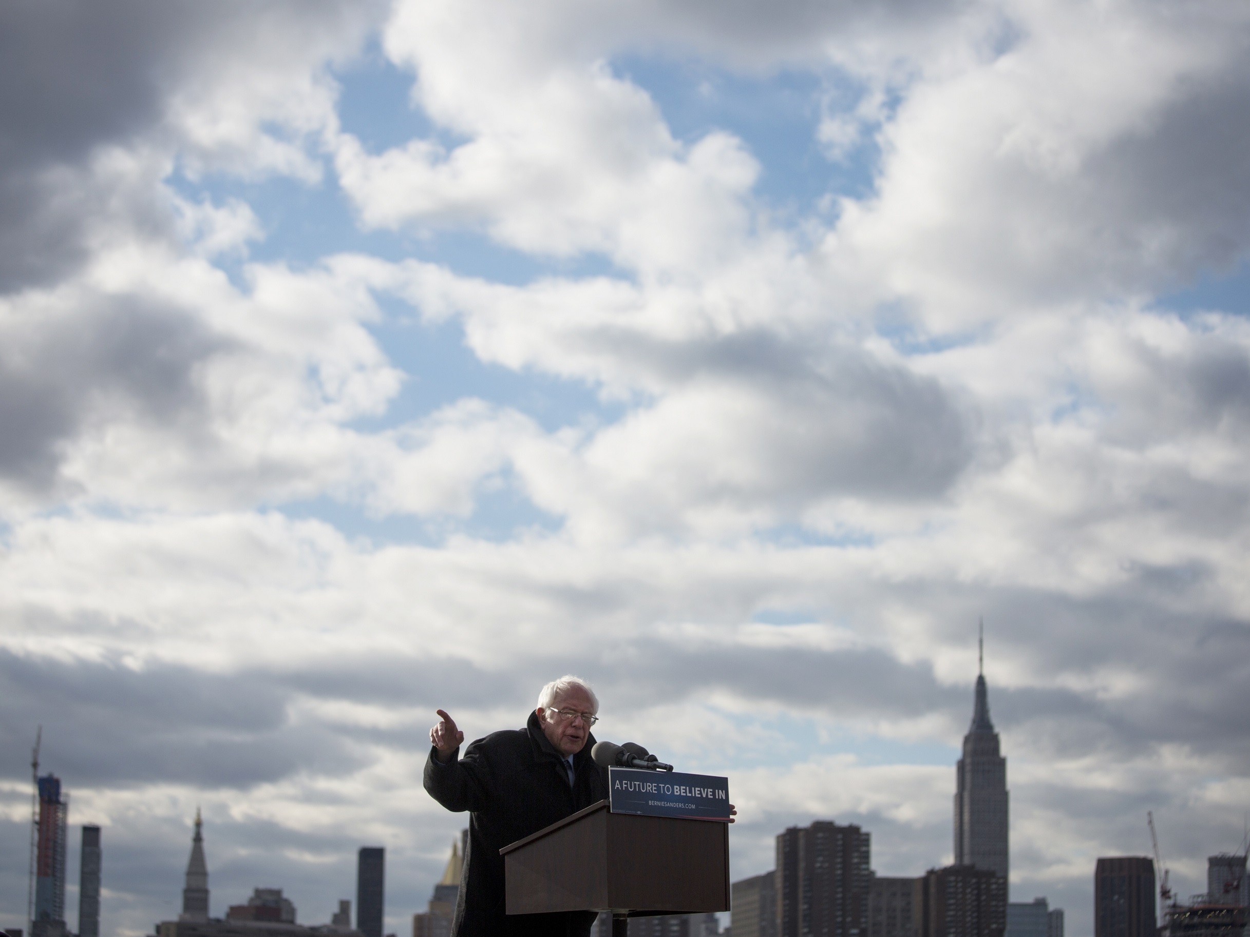 Bernie Sanders speaks during a campaign event in the Brooklyn on Friday.