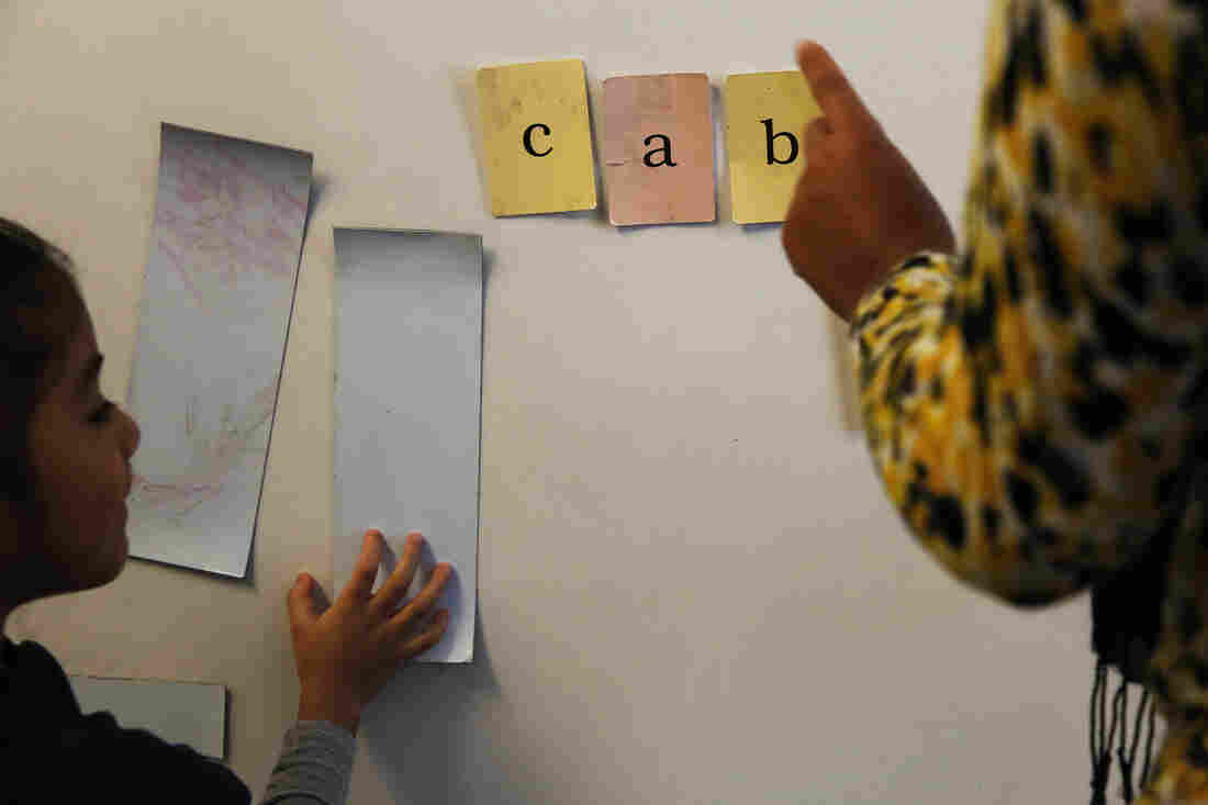 Working on spelling and reading.