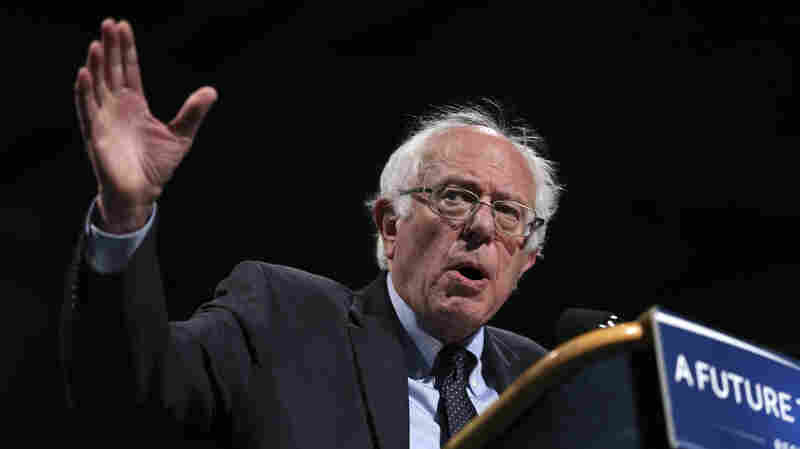 Bernie Sanders speaks at a campaign rally in Syracuse, N.Y.