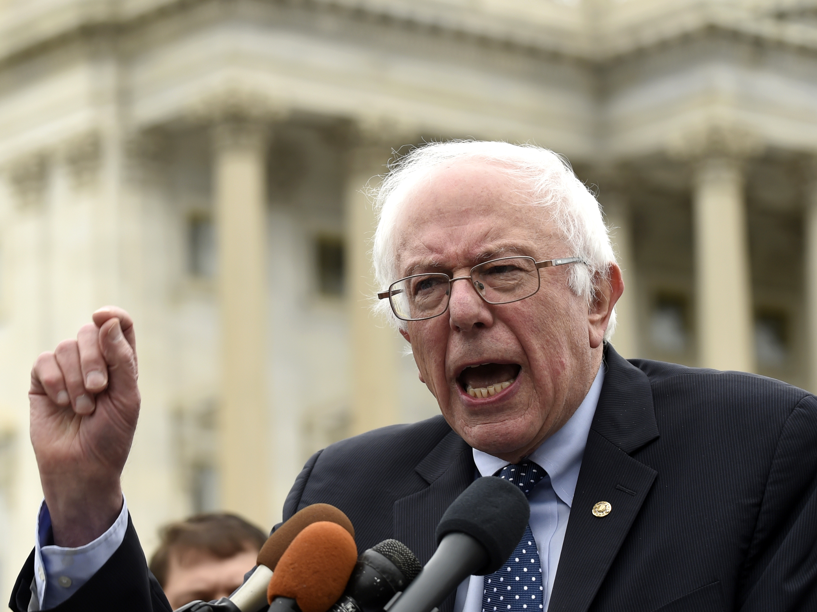 Trade is an issue that's resonating on the campaign trail — with candidates Donald Trump and Bernie Sanders, seen here opposing fast-tracking the Trans-Pacific Partnership last year, both decrying the impact trade deals have had on American jobs.