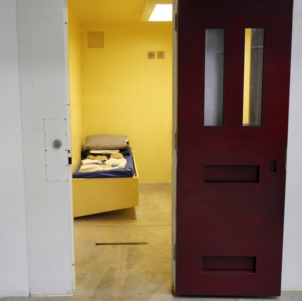 A detainee cell in Camp 6 inside the U.S. detention center at Guantanamo Bay, Cuba in February. A detainee cell in Camp 6 inside the U.S. detention center at Guantanamo Bay, Cuba in February.