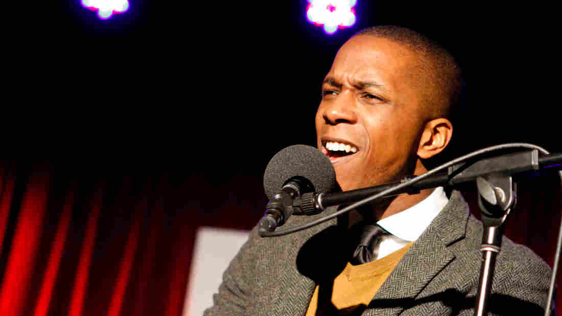 Leslie Odom Jr. performs on Ask Me Another at the Bell House in Brooklyn, New York.