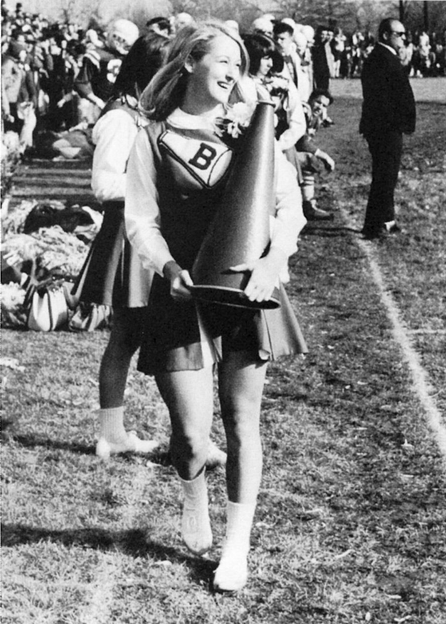 Young Meryl Streep as a cheerleader in high school showing her early performance background