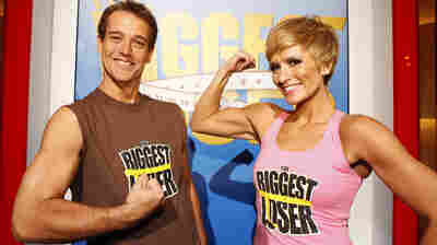 Danny Cahill, left, won Season 8 of The Biggest Loser in 2009 by losing an amazing 239 pounds. He's pictured with at-home prize winner Rebecca Meyer. In the years since, Cahill has put back on more than 100 pounds, he told The New York Times.