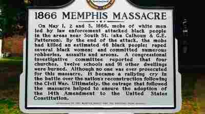 The sign, a private marker placed by the NAACP, and approved by the National Park Service, as it now stands in Army Park.