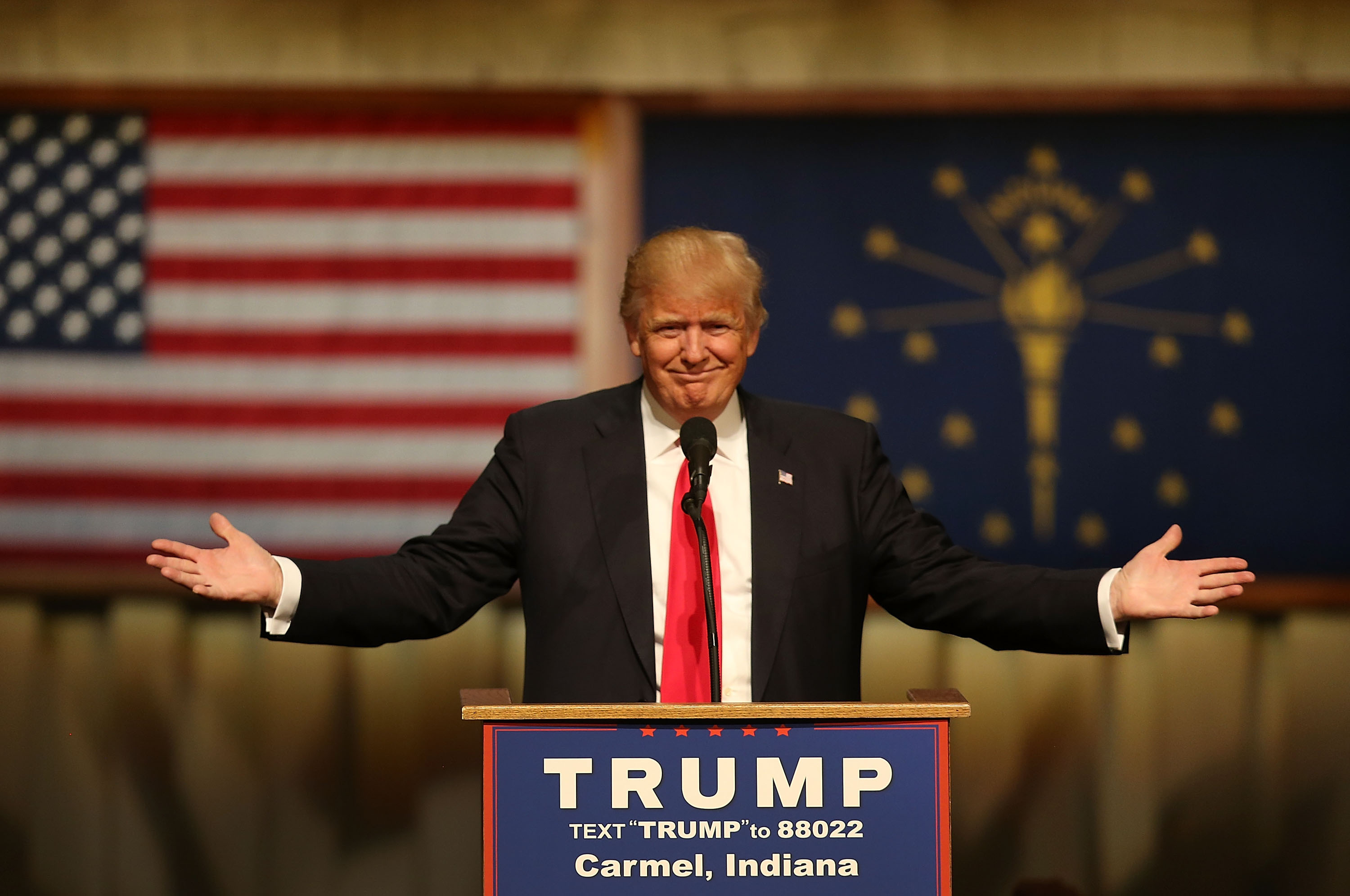 Donald Trump speaks during a campaign stop in Carmel, Ind., on Monday.