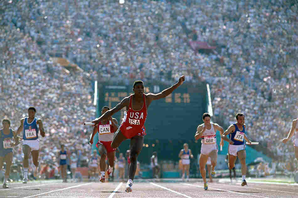 Neil Leifer took this photograph of sprinter Carl Lewis during the 1984 Olympics. Lewis won four gold medals that year. Photo from Relentless: The Stories behind the Photographs, by Neil Leifer with Diane K. Shah (University of Texas Press, 2016)