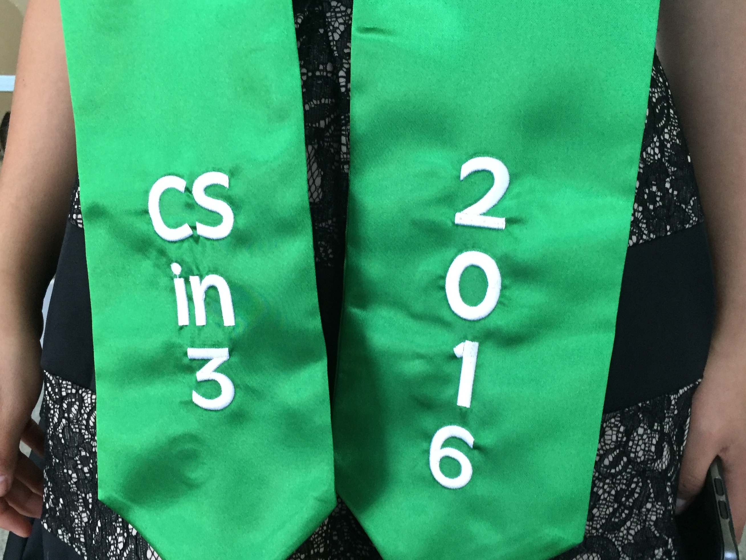 CSin3 students will wear this green sash when they graduate from Cal State Monterey Bay on Saturday.