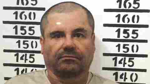Mexico's most wanted drug lord, Joaquin "El Chapo" Guzmán, stands for his prison mug shot at the Altiplano maximum security federal prison in Almoloya, Mexico.