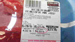 A typical label includes safe cooking instructions. This label on blade-tenderized beef sold at Costco recommends 160 degrees as the minimum internal temperature, which doesn't require a three-minute rest time.