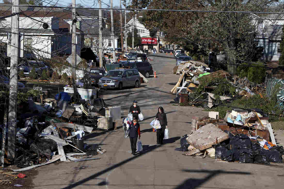 Garbage is piled up on the street in the New Dorp neighborhood of Staten Island, N.Y., on Nov. 4, 2012, in the aftermath of Superstorm Sandy. Garbage is piled up on the street in the New Dorp neighborhood of Staten Island, N.Y., on Nov. 4, 2012, in the aftermath of Superstorm Sandy.
