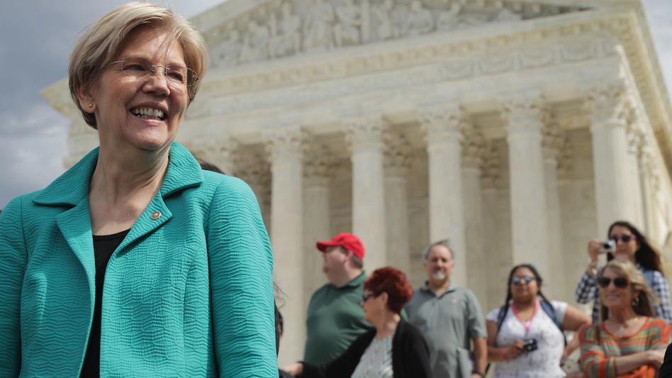 Sen. Elizabeth Warren at a news conference earlier this year urging Senate Republicans to confirm President Obama's Supreme Court nominee. (Chip Somodevilla/Getty Images)