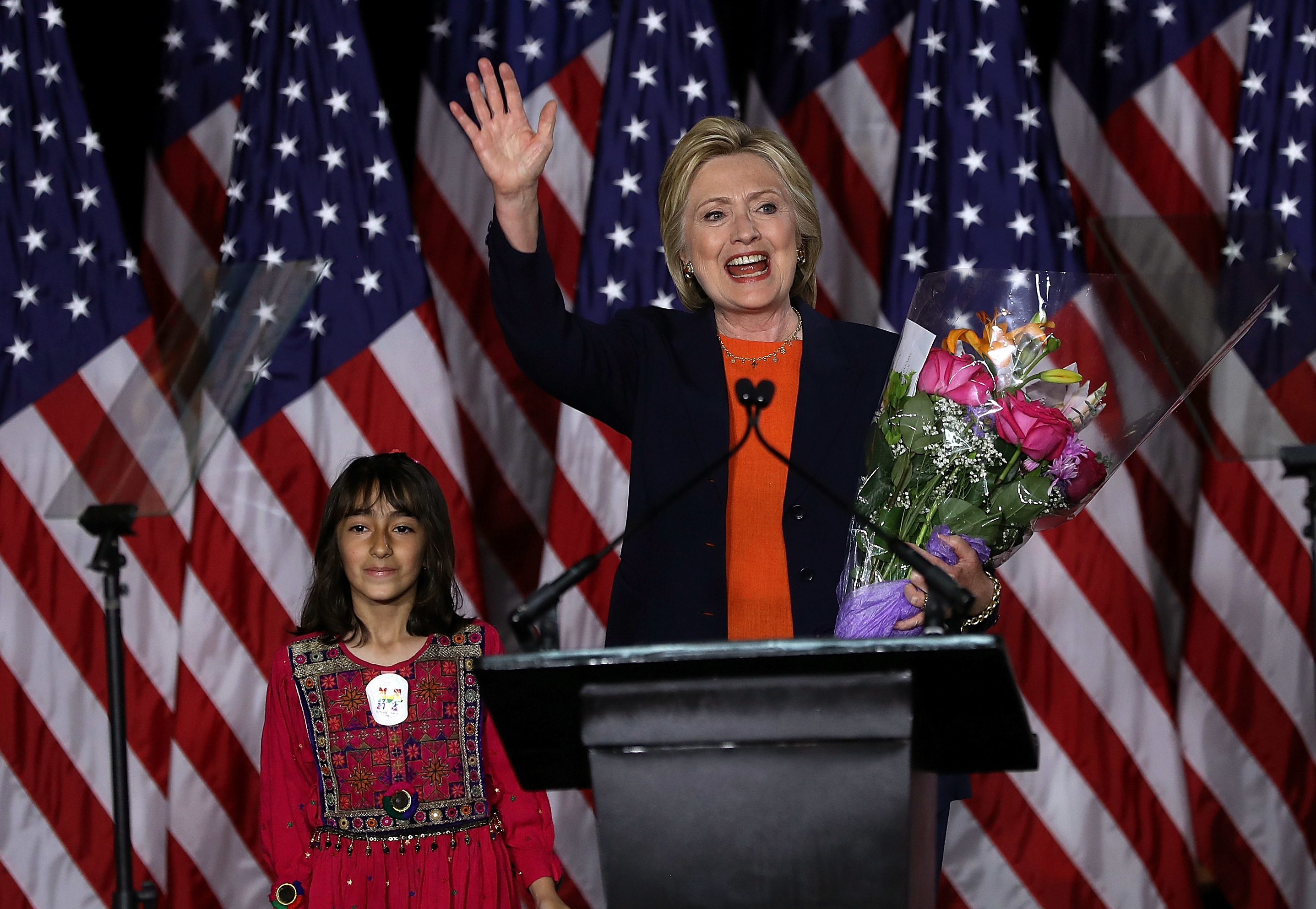 Hillary Clinton greets supporters after she delivered a national security address in San Diego. (Getty Images)
