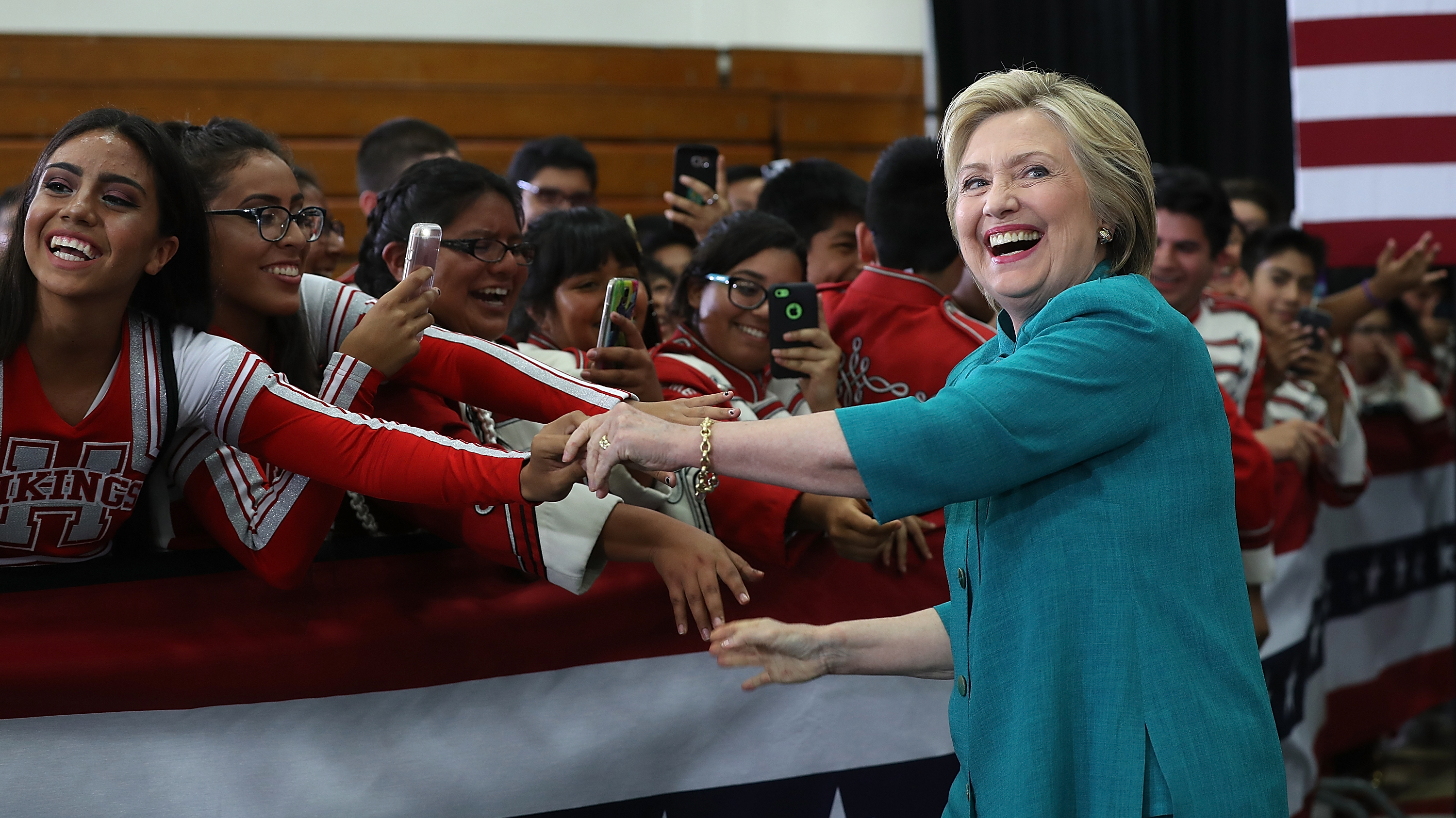 Hillary Clinton campaigns in Oxnard, Calif., on Saturday.