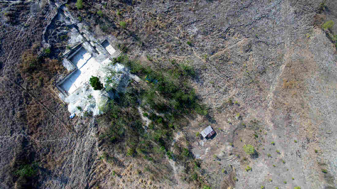 This aerial image taken in October 2015 shows the Mata Menge site on Flores where bones dating back 700,000 years were found.