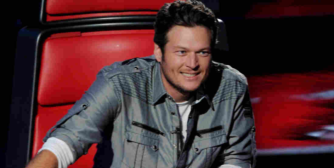 Blake Shelton on the set of The Voice.