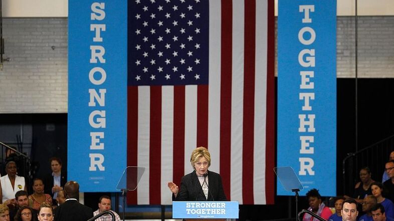 Hillary Clinton criticized Donald Trump's economic platform at an event in Columbus, Ohio, on Tuesday. (J.D. Pooley/Getty Images)