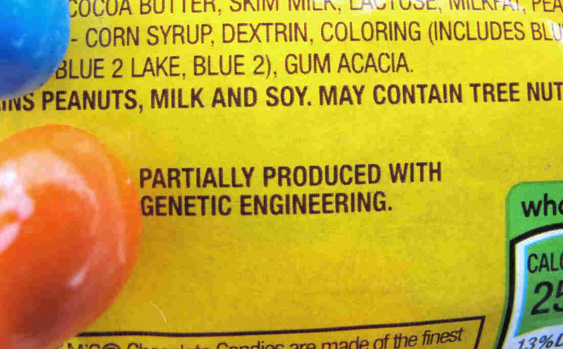 A new disclosure statement on a package of peanut MMs candy notes they are partially produced with genetic engineering.