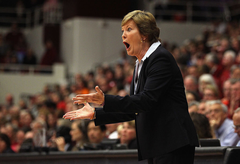Tennessee Lady Volunteers head coach Pat Summitt argues with the referee during their game against the Stanford Cardinal on Dec. 20, 2011, at Maples Pavilion in Palo Alto, Calif.