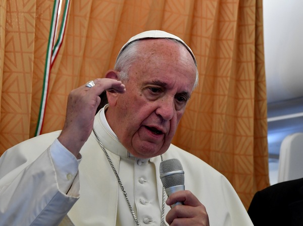 Pope Francis talks to journalists on his flight back to Rome on Sunday, following a visit to Armenia.