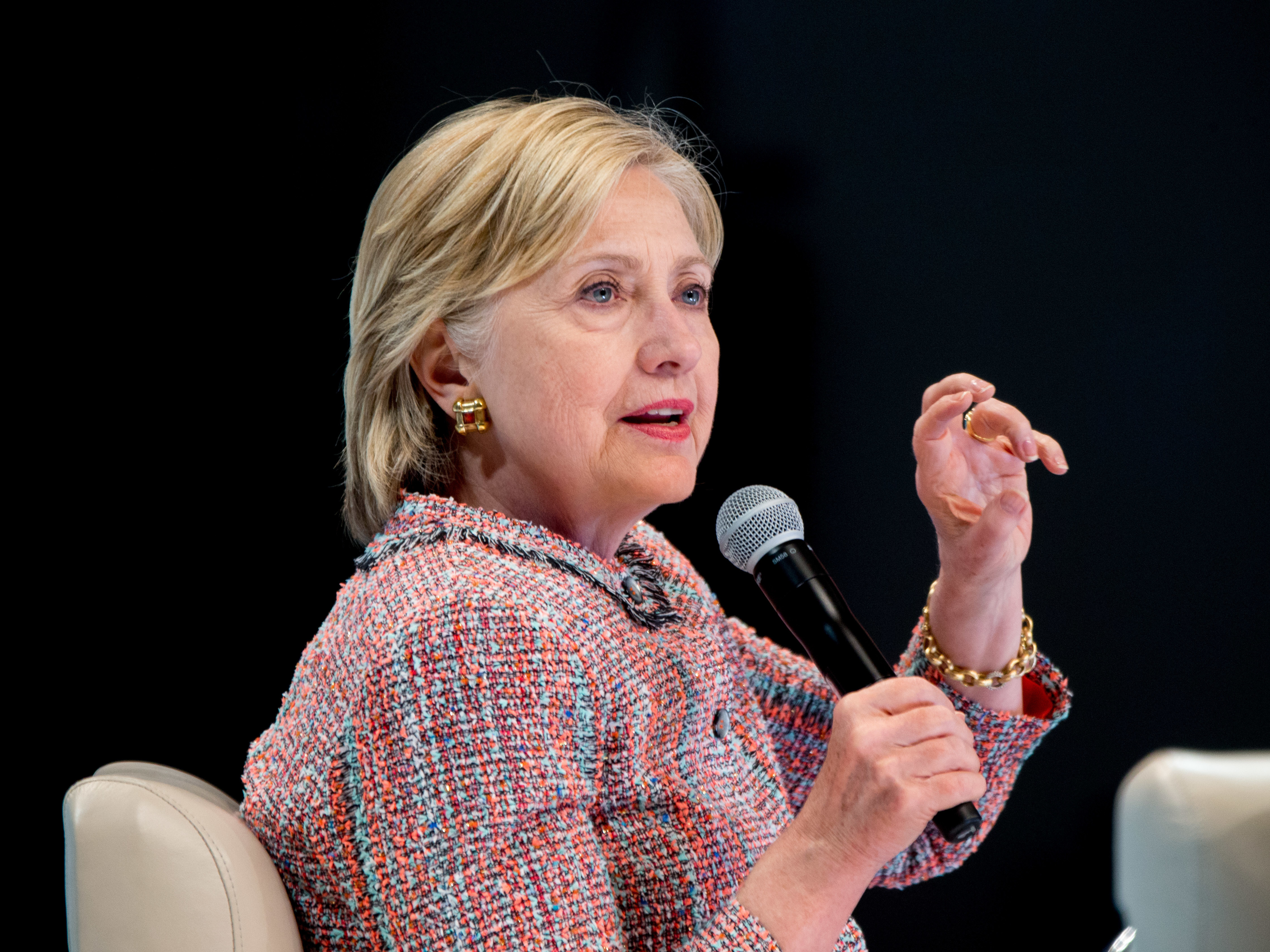 Democratic presidential candidate Hillary Clinton speaks at a Digital Content Creators Town Hall at the Neuehouse Hollywood in Los Angeles on Tuesday.