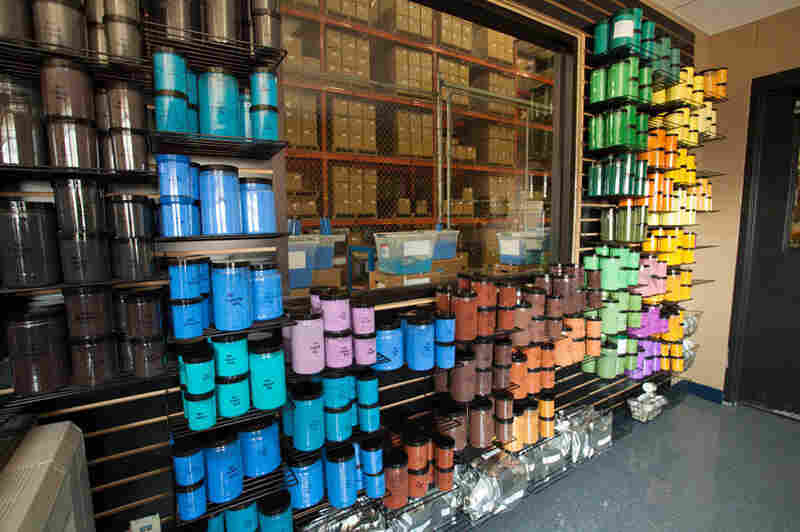 The sample order area at The Shepherd Color Co. in Cincinnati, where customers can request samples for their various products.