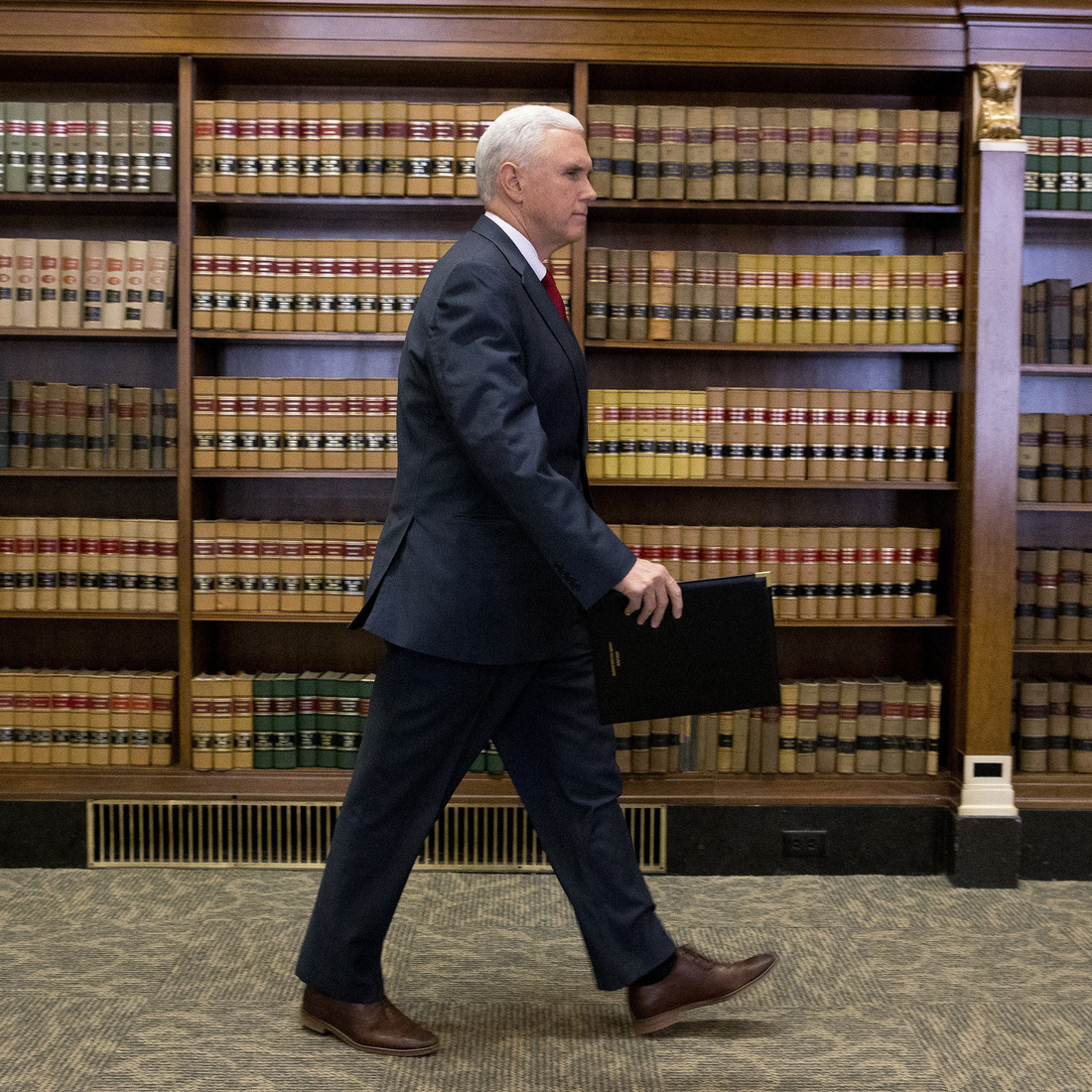 Indiana Governor Mike Pence at a 2015 press conference. Indiana Governor Mike Pence at a 2015 press conference.