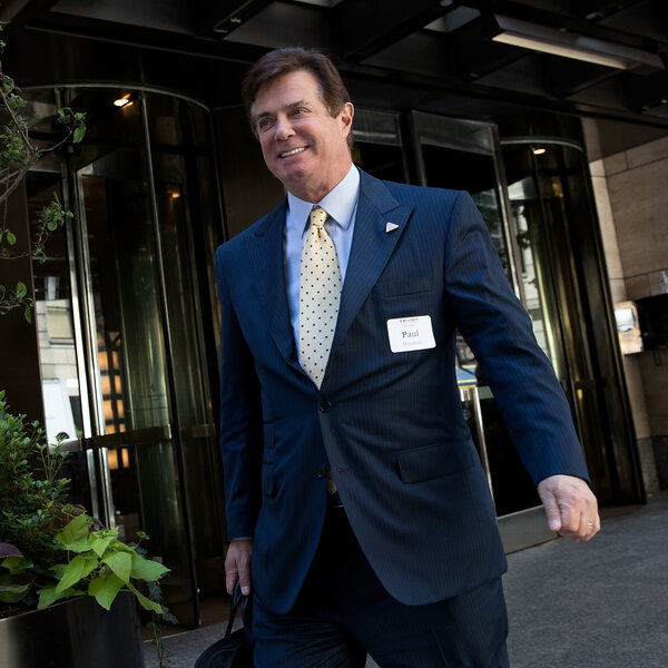 Paul Manafort leaves the Four Seasons Hotel after a meeting with Donald Trump and Republican donors last month in New York City.