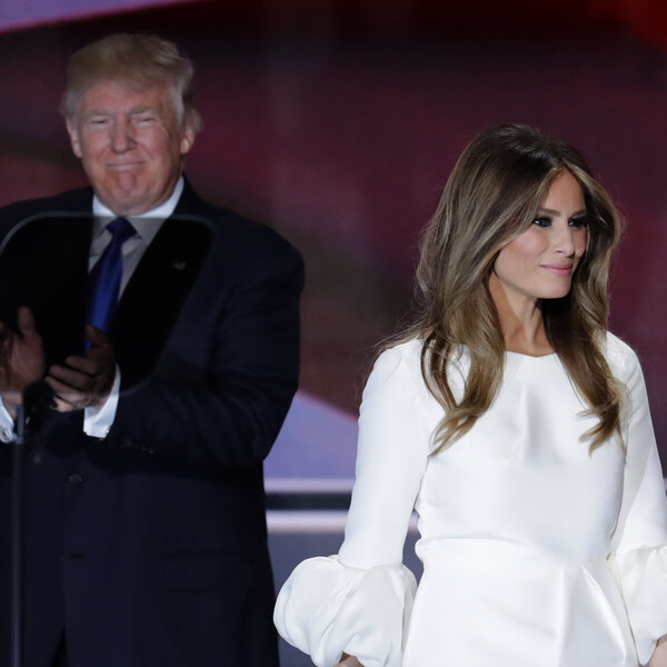 Melania Trump, wife of Republican Presidential Candidate Donald Trump, walks to the stage during the opening day of the Republican National Convention in Cleveland.