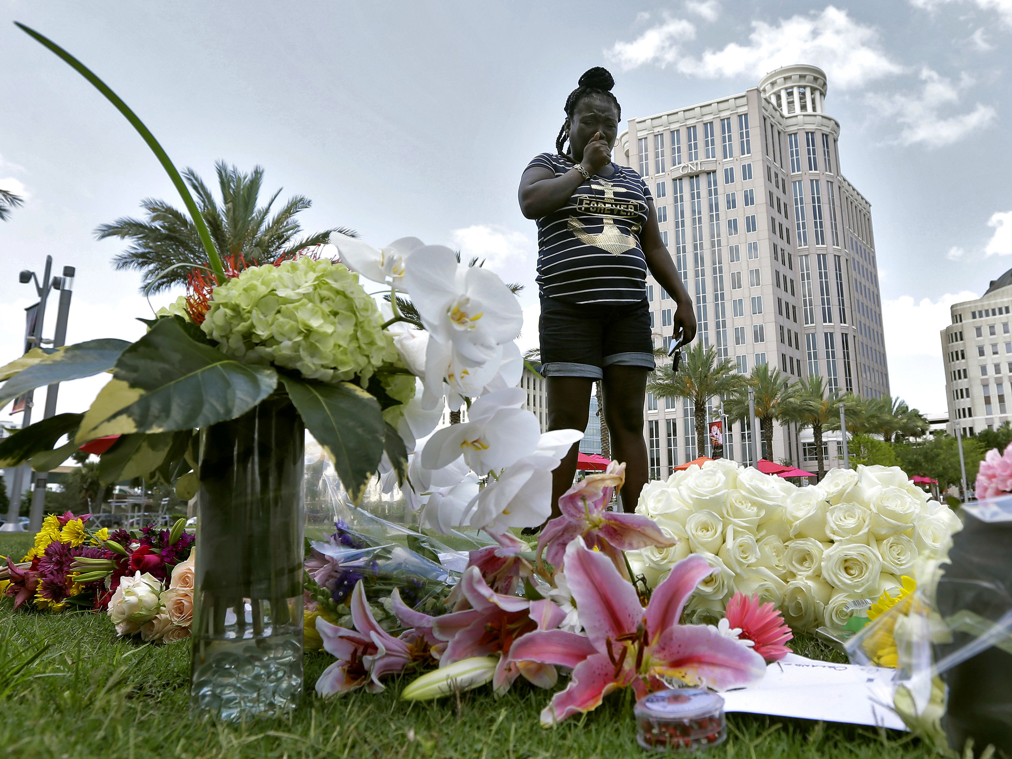 A makeshift memorial developed last month in honor of 49 people who were killed in the shootings at the Pulse nightclub in Orlando, Fla.