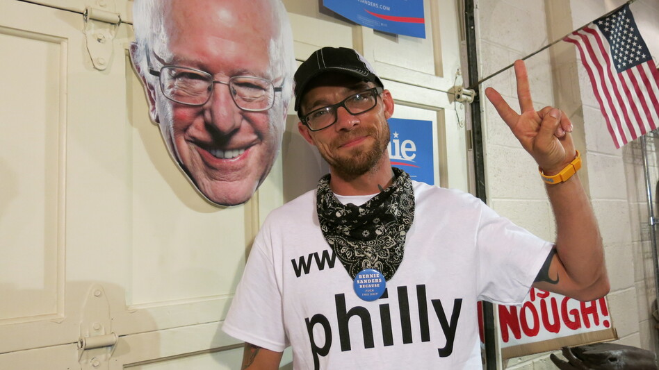 Philly.fyi Executive Director Billy Taylor holds permits to most of the park across from the convention. (Jeff Brady/NPR)
