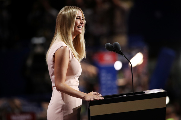 Ivanka Trump praised her father's business sense and his commitment to women and working mothers in her speech on Thursday evening.